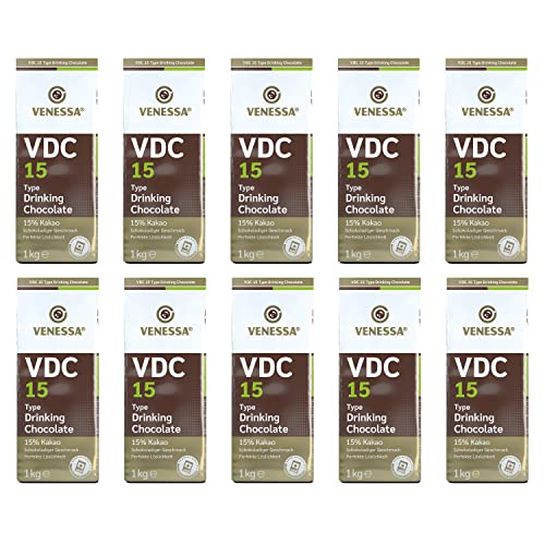 VENESSA VDC15 Trinkschokolade 10 x 1kg, mit 15% Premium Kakao und Milchanteil - leicht süß, cremig für Vorteilspack für B2B, Unternehmen, Firmenkaffee, Bürokaffee, Gastronomie von Venessa