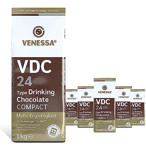 VENESSA VDC24 Trinkschokolade 5 x 1kg heiße Schokolade Pulver 24% Premium Kakao und Milchanteil, Kakaopulver für Gastro, Vending-Automaten, leicht süß, angenehm von Venessa