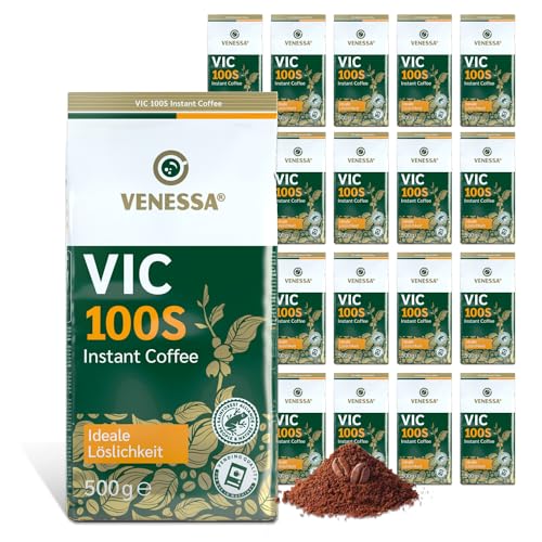 VENESSA VIC 100 S löslicher Instant Kaffee 20 x 500g Vorteilspack - Röstkaffee, herzhaft, kräftig und voll im Geschmack - Premium Pulver für Kaffeevollautomat Büro Café und B2B Kunden von Venessa