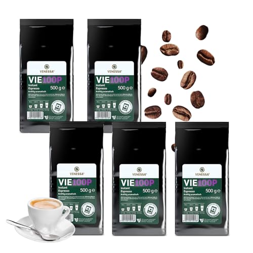 VENESSA VIE 100P Espresso Instant Kaffee Coffee 10 x 500g Premium Kaffeepulver für Automaten, kräftig aromatisch löslich hochergiebig für Kaffeevollautomat Büro Café und B2B Kunden von Venessa