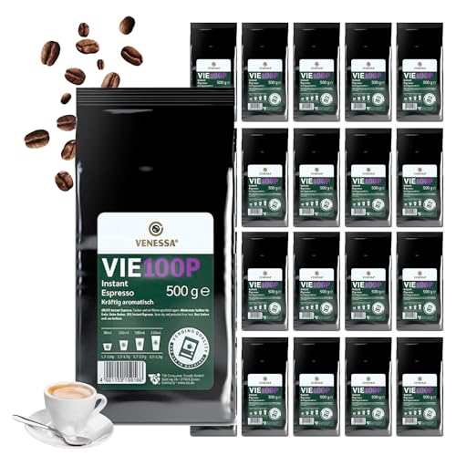 VENESSA VIE 100P löslicher Instant Expresso 20 x 500g Vorteilspack - herzhaft, kräftig und voll im Geschmack - Perfekt für Kaffeevollautomat Büro Café und B2B Kunden von Venessa