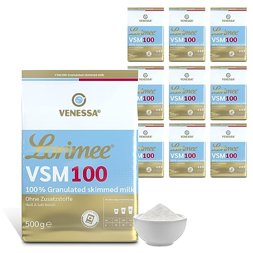 VENESSA VSM 100 Lorimee 10 x 500g Magermilchpulver Granulat Hochwertiges Skimmed Milchpulver, Vorteilspacks, Geeignet für alle Kaffeeautomaten und Heißgetränkeautomaten von Venessa