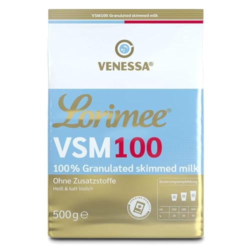 VENESSA VSM 100 Lorimee 5 x 500g Magermilchpulver Granulat Hochwertiges Skimmed Milchpulver, Vorratspackung, Geeignet für alle Kaffeeautomaten und Heißgetränkeautomaten von Venessa