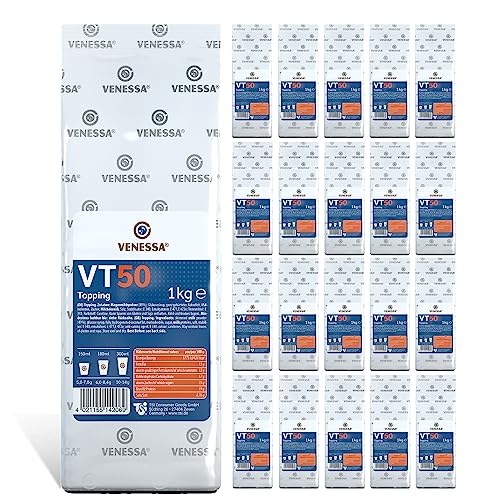 VENESSA VT 50 Milchpulver Topping 20 x 1kg Vorratspackung, für Vending und Heißgetränkeautomaten (enthält 50% Magermilchpulver) Feinporiger stabiler hochwertiger Schaum von Venessa
