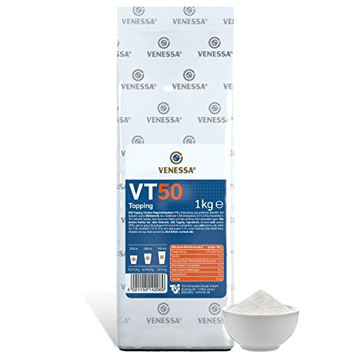 VENESSA VT50 Milchpulver Topping 2 x 1kg Probierpack für Kaffee-Vollautomaten (50% Magermilchpulver) feinporiger, stabiler Schaum, hochwertiges Pulver zur Verfeinerung von Kaffee & Cappuccino von Venessa