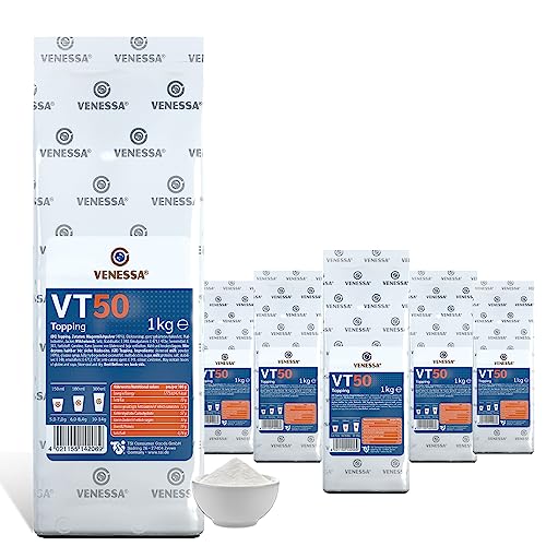 VENESSA VT50 Milchpulver Topping 5 x 1kg Vorratspack für Vending und Heißgetränkeautomaten (50% Magermilchpulver) Schnelle Zubereitung, feinporiger stabiler Milchschaum für Milchkaffee von Venessa