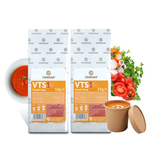 VENESSA VTS 1 Cremige Tomatensuppe 2 x 1kg - Vending Maschine Suppenpulver - Feine Cremige Tomato Soup - Automatensuppe - ohne Klumpen - Schnelle Zubereitung Automatengeeignet von Venessa