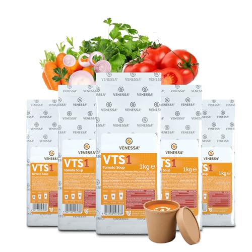 VENESSA VTS 1 Tomaten Creme Suppe 5 x 1kg - Fruchtig Tomatencreme Suppe - Mediterrane Suppenpulver für Feine Cremesuppe - Automatensuppe - Vorratspackung für alle Vending Automaten von Venessa