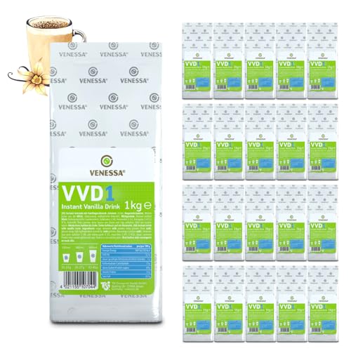 VENESSA VVD1 Vanilla Drink 20 x 1kg - Vorratspack - Automatengängiger Instant Getränkepulver Vanille - Cremig Löslich Ergiebig für alle Getränkeautomaten von Venessa