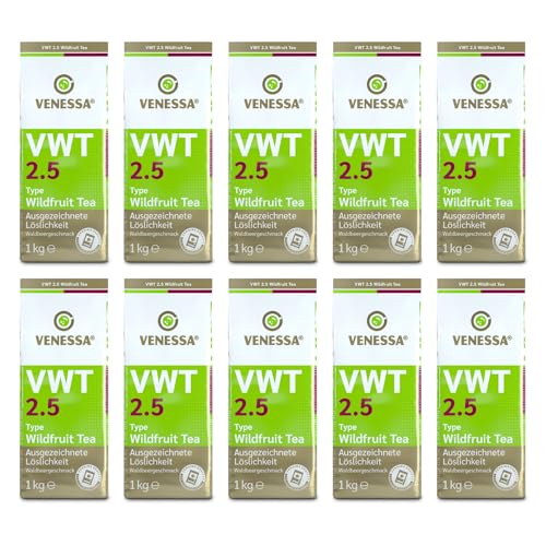 VENESSA VWT 2.5 Wildfrucht Teegetränk 10 x 1kg Instant Früchtetee - Wildfruit Tea - Getränkepulver zur Zubereitung von Teegetränken, Wildfruchtgeschmack - Vorteilspack von Venessa