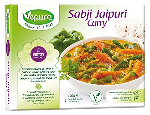 Sabji Jaipuri Curry, Gemüseauswahl Tomate Cashew Sauce mit Jeera Reis, TK, 400g von Vepura GmbH