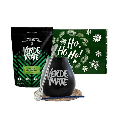 Geschenkset Mate Tee Verde Mate mit Zubehör | Verde Mate Green Cactus de Juarez | Kalebasse, Bombilla und Zubehör | Brasilianische Mate Tee | Natürliches Koffein | 500g | 0,5kg von Verde mate