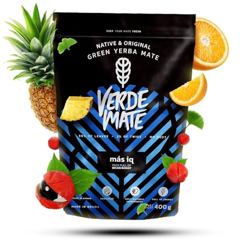 Verde Mate Green Mas IQ 0,4kg 400g | Brasilianische Mate Tee | Frucht-Kräuter Tee | Ginseng | Ginkgo Biloba | Guarana | Anregung von Verde mate