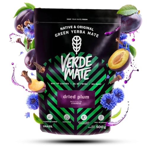 Verde Mate Green Mate Tee Dried Plum 0,5kg 500g | Brasilianische Mate Tee | Frucht Mate Tee | Herbst Edition | Getrocknete Pflaumen | Nelken von Verde mate