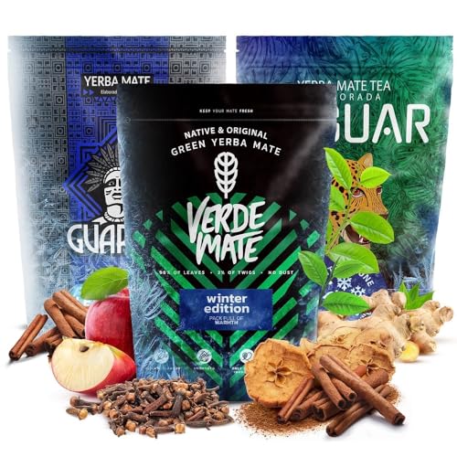 Verde Mate Green Mate Tee Set 1,4kg | Yaguar | Guarani | Winter Edition | Wärmende Mate Tee | Kaffee Alternativ | Natürliches Koffein von Verde mate