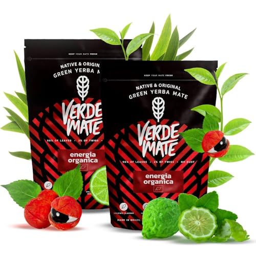 Verde Mate Green Orgánica Energia Guarana 2x500 g – Brasilianischer BIO Yerba Mate Tee – Energie-Boost ohne Zusätze – 1 kg von Verde mate