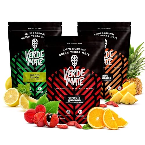 Verde Mate Mate Tee Set 3x400g - Frutos Tropicales, Energia Guarana, Menta Limon von Verde mate