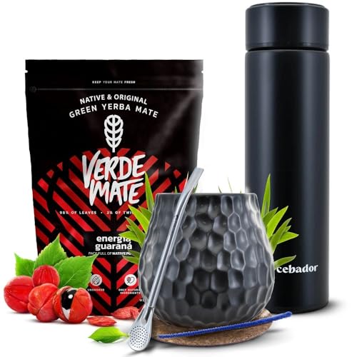 Verde Mate Set mit Zubehör - Mate Tee 400g, Thermoskanne, Mate-Becher, Bombilla von Verde mate