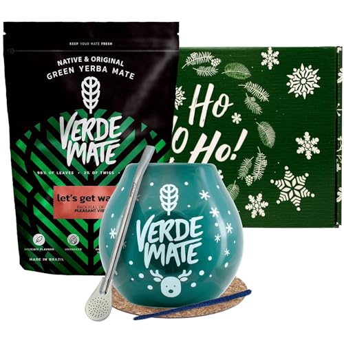 Winterset von Mate Tee Verde Mate mit Zubehör | Verde Mate Green Let's Get Warm | Kalebasse, Bombilla und Zubehör | Brasilianische Mate Tee | Natürliches Koffein | 500g | 0,5kg von Verde mate