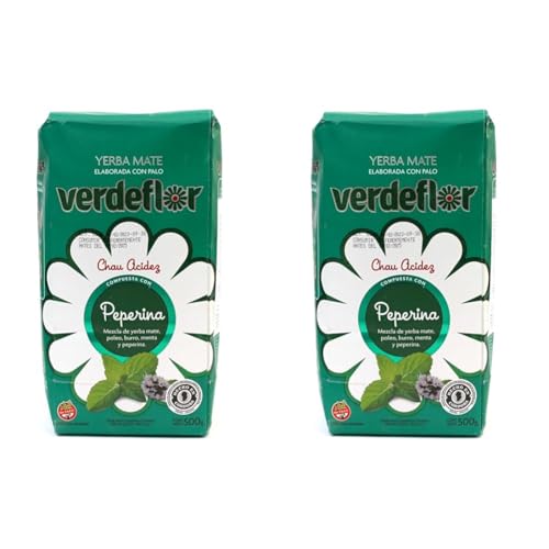 Yerba Mate Tee Verdeflor Peperina 500g | Argentinien mate-tee mit Krauter, yerba mate-tee mit Minze | Mate tee loose leaf 0,5kg (Packung mit 2) von Verdeflor