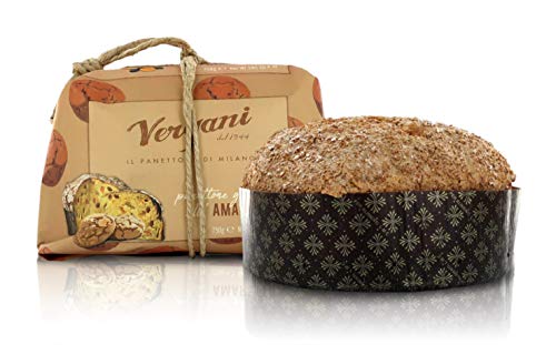 Panettone Glasiert mit Zuckerguss und Amaretto-Keksstückchen, Italienische Weihnachtssüßigkeit, 750g von Vergani