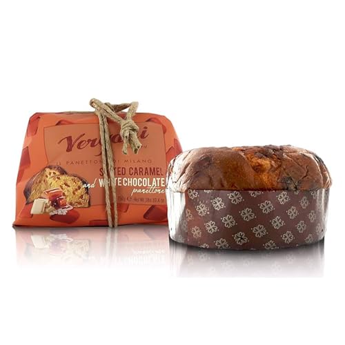 Panettone mit gesalzenem Karamell und weißer Schokolade, Typisch Italienischer Weihnachtskuchen, Gourmet Linie, 750g von Vergani