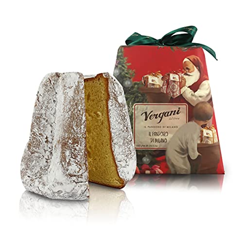 Vergani Klassischer Pandoro, Handverpackter Traditioneller Weihnachtskuchen, Papier mit Weihnachtsmann, 1 kg von Vergani