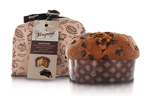 Vergani Panettone-Kuchen mit dunkler Schokolade 60% Gran Cru Vidamà, Typisch Italienischer Weihnachtskuchen, Gourmet Linie, 750g von Vergani