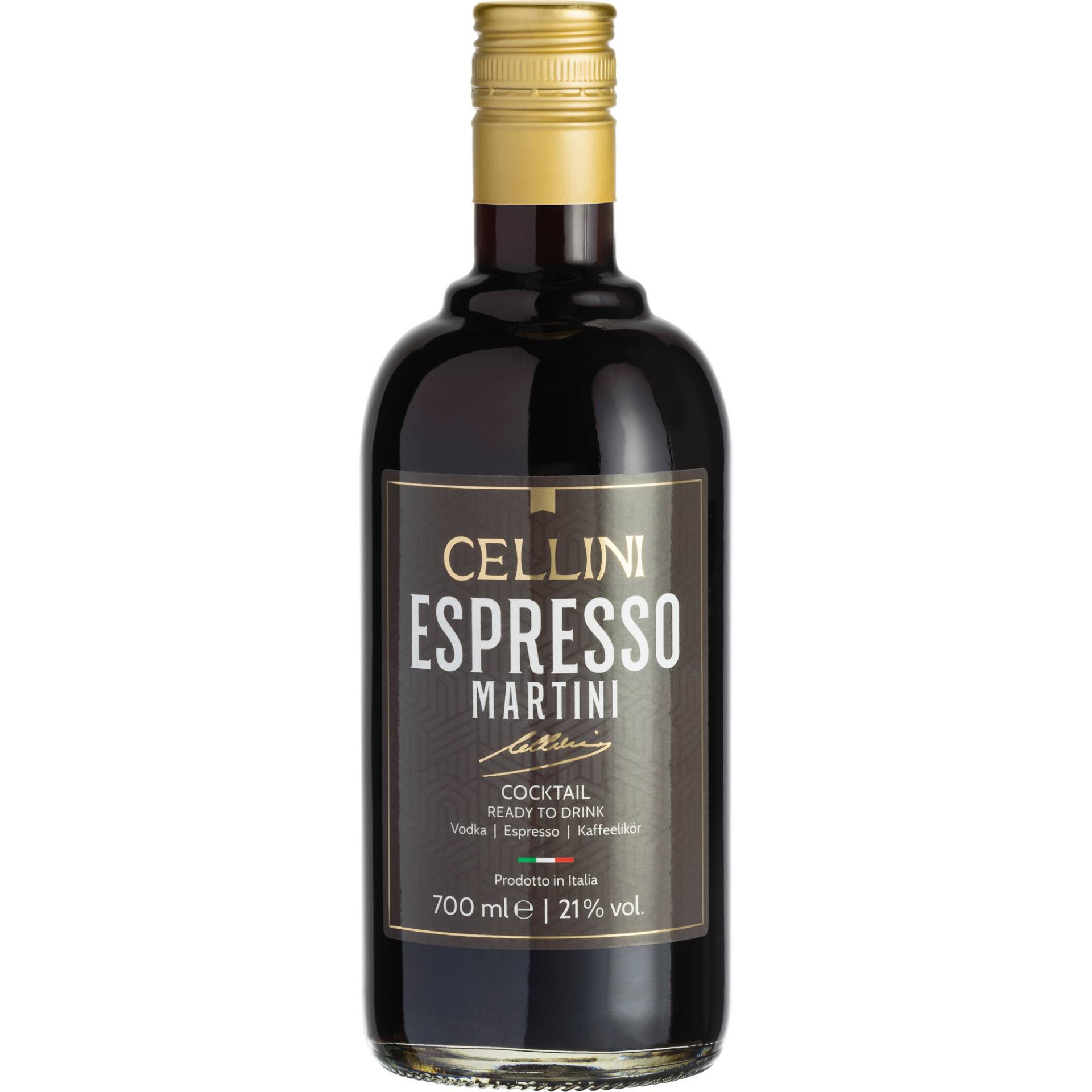 Cellini Espresso Martini, Italien, 0,7 L, 21% Vol., Venetien, Spirituosen von Vertrieb durch Herzberger GmbH & Co. KG, Am Felsbrunnen 8, 66119 Saarbrücken