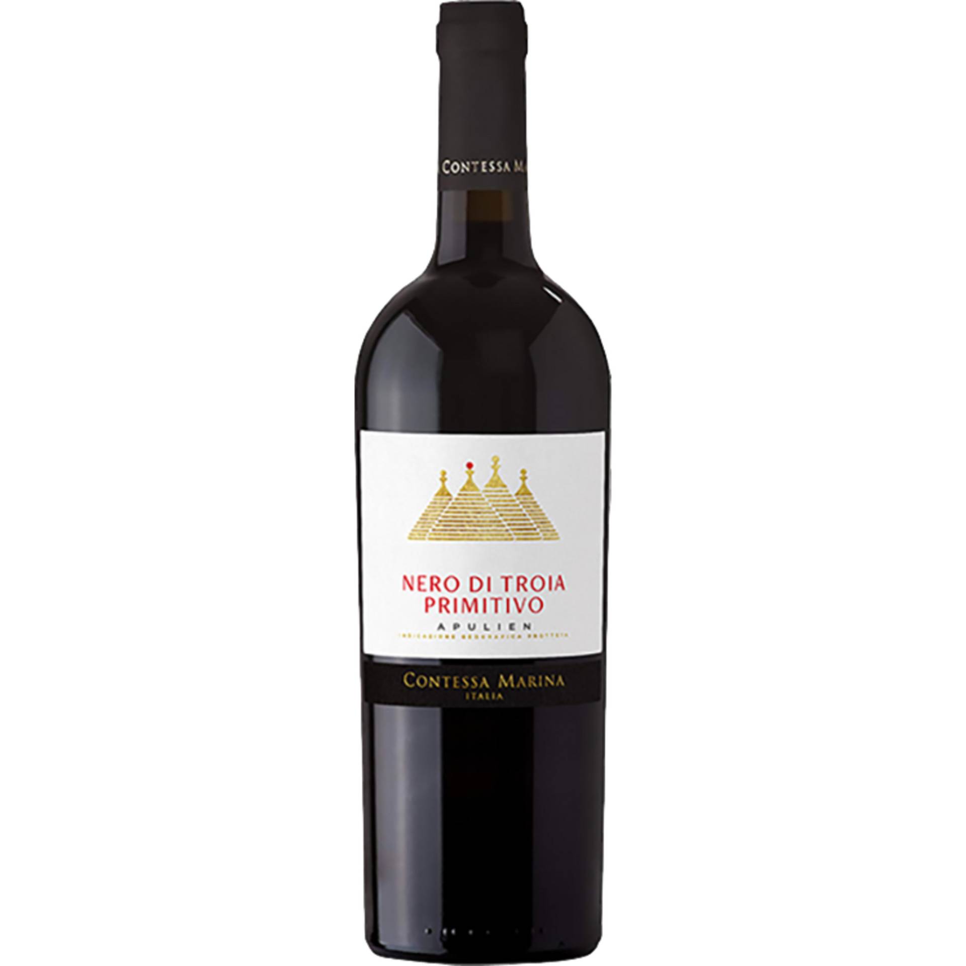 Contessa Marina Nero di Troia Primitivo, Puglia IGP, Apulien, 2023, Rotwein von Vertrieb durch Saffer Wein GmbH, Deutschland, Imbottigliato da: IT BA 18381