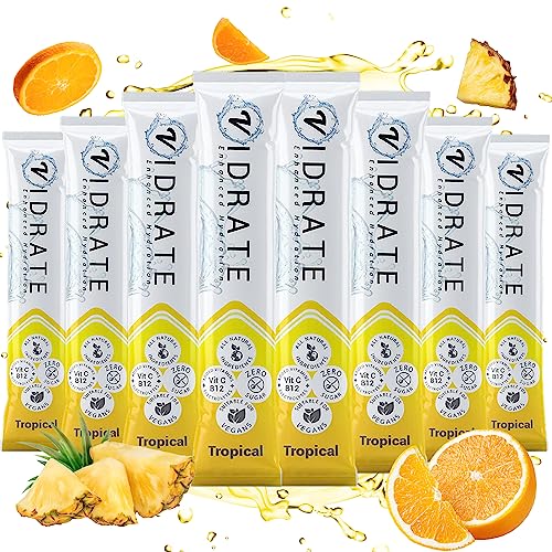 Elektrolyt Pulver ohne Zucker - Tropical Aromatisiertes Elektrolytgetränk mit Vitaminen & natürlichen Inhaltsstoffen für Erwachsene - ViDrate 8er-Pack Hydration Pulver Tütchen von ViDrate