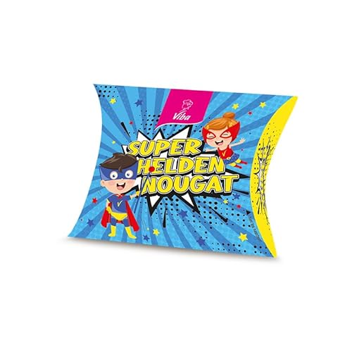 Viba Vibambini Schicht-Nougat Minis, Kinder-Geschenk (50 g, Super-Held (blau)) von Viba