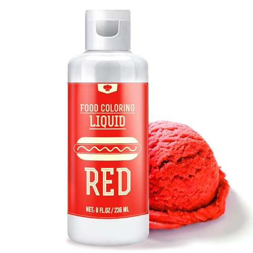 Lebensmittelfarbe - 240ml Flüssige Lebensmittel Farben zum Backen, Kuchen Dekorieren, Zuckerguss, Kekse und Macaron - Zuckerfrei Food Coloring für Getränken, Osterei, Seifen und Basteln (Rot) von Vibrandye