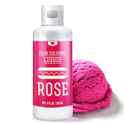 Lebensmittelfarbe - 240ml Flüssige Lebensmittel Farben zum Backen, Kuchen Dekorieren, Zuckerguss, Kekse und Macaron - Zuckerfrei Food Coloring für Getränken, Osterei, Seifen und Basteln (Rose) von Vibrandye