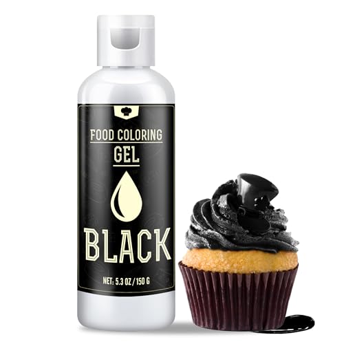 Lebensmittelfarbe Gel - 150g Konzentrierte Gel Lebensmittel Farben zum Backen, Kuchen Dekorieren, Kekse und Macaron - Zuckerfrei Food Coloring für Getränken, Osterei, DIY Seifen und Basteln (Schwarz) von Vibrandye