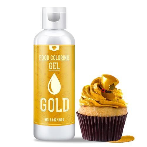 Lebensmittelfarbe Gel - 150g Konzentrierte Gel Lebensmittel Farben zum Backen, Kuchen Dekorieren, Kekse und Macaron - Zuckerfrei Food Coloring für Getränken, Osterei, DIY Seifen und Basteln (Gold) von Vibrandye