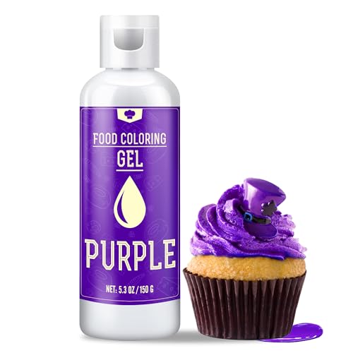 Lebensmittelfarbe Gel - 150g Konzentrierte Gel Lebensmittel Farben zum Backen, Kuchen Dekorieren, Kekse und Macaron - Zuckerfrei Food Coloring für Getränken, Osterei, DIY Seifen und Basteln (Lila) von Vibrandye