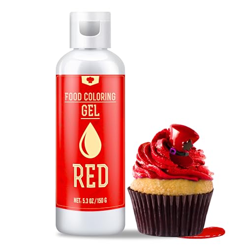 Lebensmittelfarbe Gel - 150g Konzentrierte Gel Lebensmittel Farben zum Backen, Kuchen Dekorieren, Kekse und Macaron - Zuckerfrei Food Coloring für Getränken, Osterei, DIY Seifen und Basteln (Rot) von Vibrandye