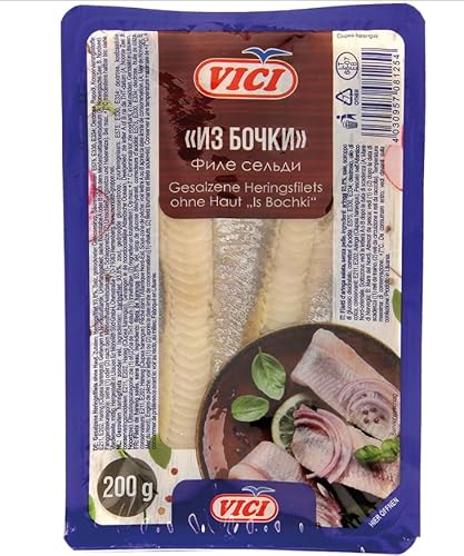 Gesalzene Heringsfilets ohne Haut Is Bochki 200g von Vici