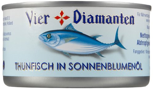 Vier Diamanten Thunfischfilets in Sonnenblumenöl - P&L, 4er Pack (4 x 195 g) von Vier Diamanten