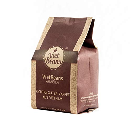 VietBeans 100% Arabica Ganze Kaffeebohnen - Espresso Bohnen säurearm - Fruchtiger Hochlandkaffee mit Nebennote Karamell und Honig - Leicht bittere Süße - 250g von VietBeans