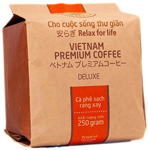 VietBeans – Hello5 Deluxe gemahlener Röstkaffee - Organisch angebauter vietnamesischer Kaffee aus Buôn Ma Thu?t Vietnam – Hoher Koffeingehalt - 250g von VietBeans