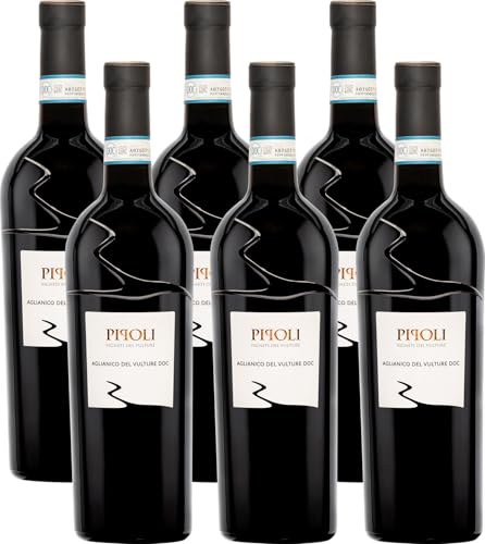 VIGNETI DEL VULTURE Pipoli Aglianico del Vulture DOC (6x 0,75 l) – Trockener, italienischer Rotwein aus Basilikata, vollmundig und würzig von Vigneti del Vulture