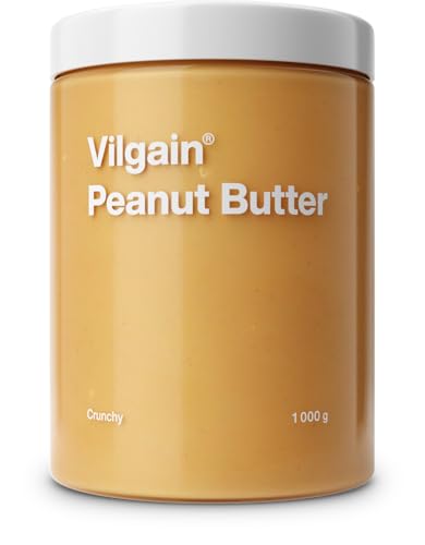 Vilgain BIO Erdnussbutter 1kg – 100% natürlich, ohne Zucker & Palmöl, vegan, crunchy, reich an Eiweiß & Vitaminen, Bio-Qualität, ideal für Brotaufstriche, gesunde Rezepte & Snacks (1000g, Knusprige) von Vilgain