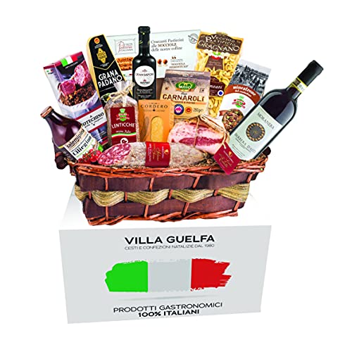 Villa Guelfa Weihnachtskorb ''Leonardo'', Präsentkorb mit Feinkost und Delikatessen aus Italien, Gourmet-Geschenkkorb mit 100 % Italienischer Feinkost von Villa Guelfa