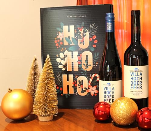 Weihnachtsgeschenk für Weinliebhaber, 2 Flaschen Terroirwein in einem Präsentkarton, Weißwein und Rotwein von Villa Hochdoerffer