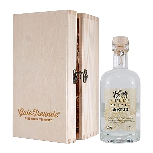 Villa Rillago Moscato Grappa mit Geschenk-Holzkiste von Villa Rillago