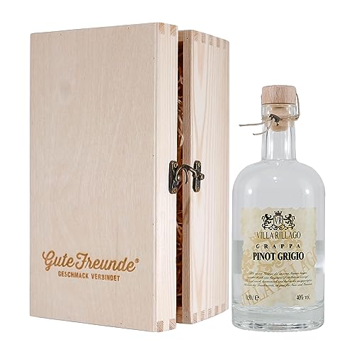 Villa Rillago Pinot Grigio Grappa mit Geschenk-Holzkiste von Villa Rillago