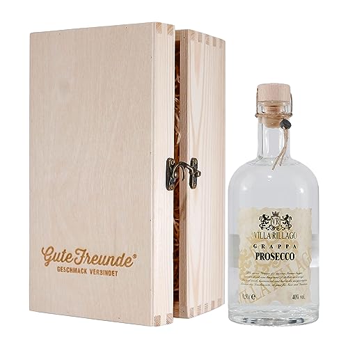 Villa Rillago Prosecco Grappa mit Geschenk-Holzkiste von Villa Rillago