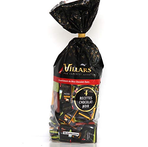 Villars Assortiment de mini chocolats noirs, 4 verschiedene dunkle Schokoladen-Pralinen-Sortiment, insgesamt 500g. von Villars